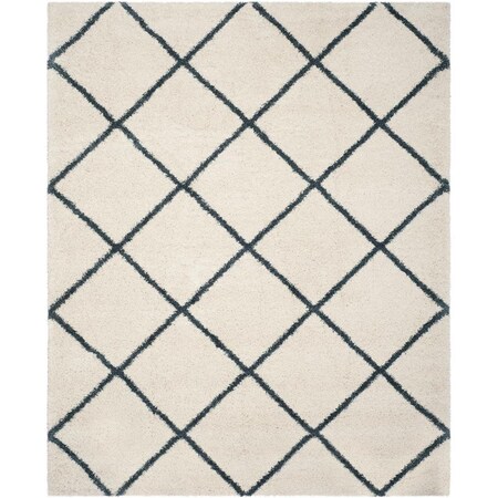 Flowers First 8 x 10 ft. Hudson Shag Power Loomed Rug, Ivory & Slate Blue - Large Rectangle FL1874478